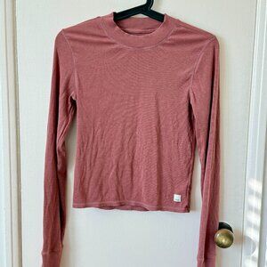 Vuori Mudra Long Sleeve Ribbed Crop Top - Rose - Size M
